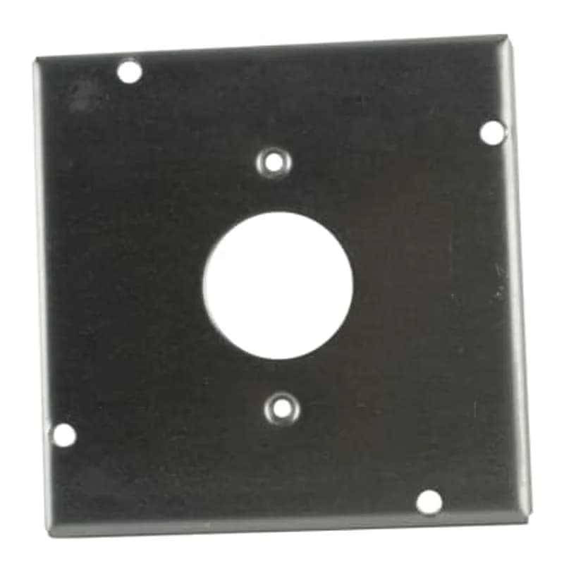 Square Box Surface Cover, 7.5 Cubic Inches, 4-11/16 Inch Square x 1/2 Inch Deep, 1-55/64 Inch Diameter Hole, Galvanized Steel, For use with One Single Flush Receptacle
