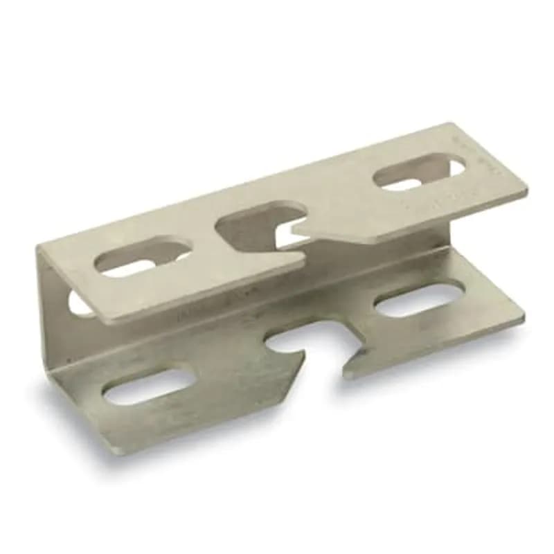 Trap-Eze center mount connector with GoldGalv finish. For use with 3/8 inch and 1/2 inch threaded rod.