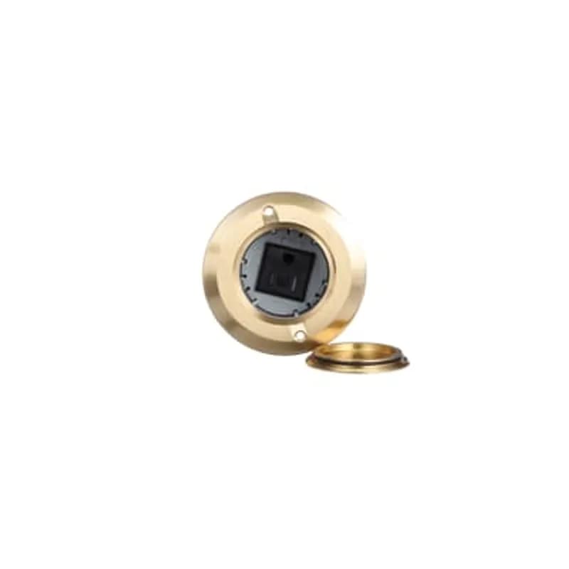 Single Gang Drop in Floor Box without Hole Saw, 11.8 Cubic Inches, 2.25 Inch Diameter, Depth 7.02 Inches, Cover Brass, Non-Metallic, with Pre-Wired Single Receptacle, Low Voltage Telephone/Cable Plate and 1-Blank Plate for Custom Installations