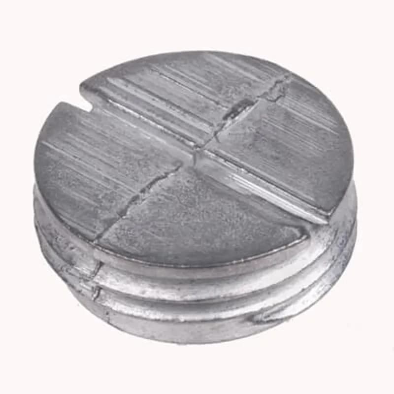 Close-Up Plug, Hub Size 1/2 Inch, Silver, Zinc, Pack of 100