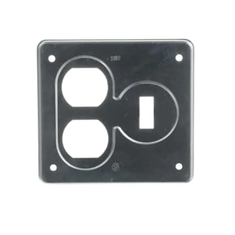 ABB - Installation Products CIFS-69 - Two Gang FS Cover, Length 4-5/8 Inches, Width 4-5/16 Inches, Aluminum, 1 Duplex Receptacle and 1 Toggle Switch, Box Mount