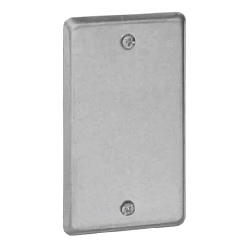 One Gang Utility Box Cover, 4 Inch Long x 2-1/8 Inch Wide x 1/4 Inch Raised, Pre-Galvanized Steel, Blank