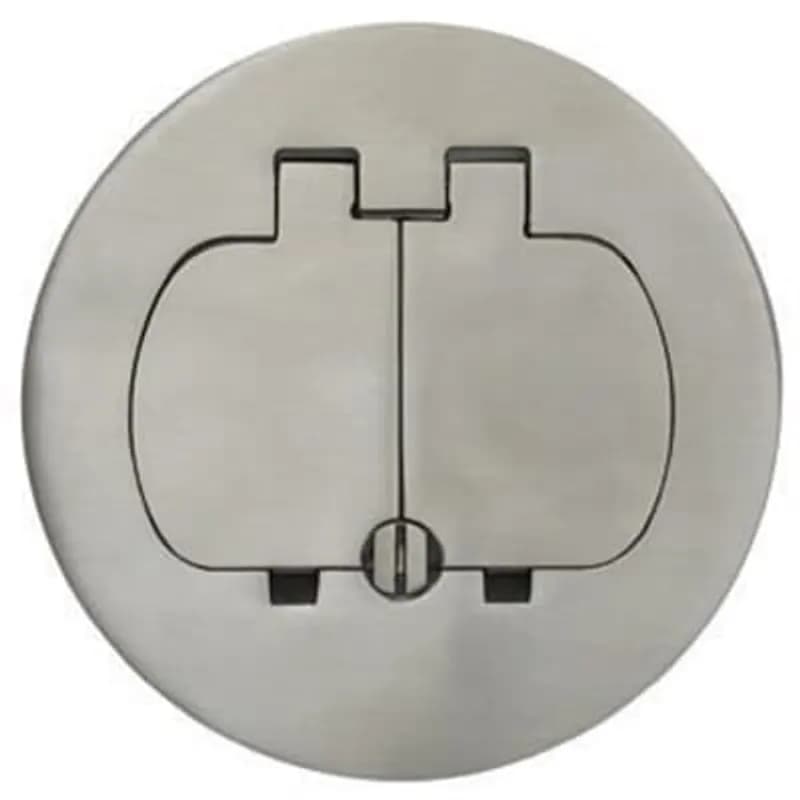 Two Door Cover for Round Floor Box, Stainless Steel, For use with Duplex Devices