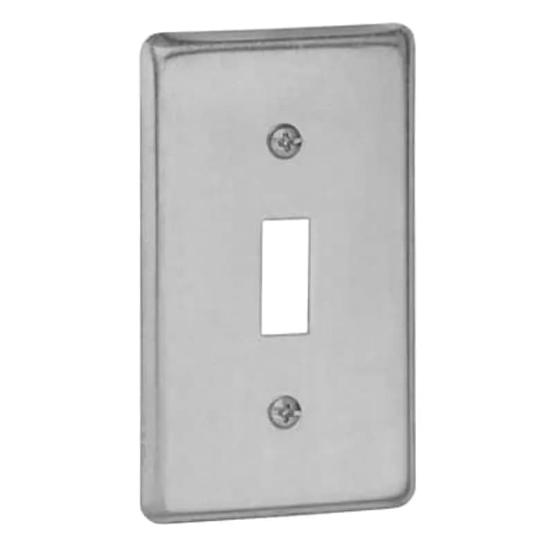 One Gang Utility Box Cover, 4 Inch Long x 2-1/8 Inch Wide x 1/4 Inch Raised, Pre-Galvanized Steel, with Single Toggle Switch