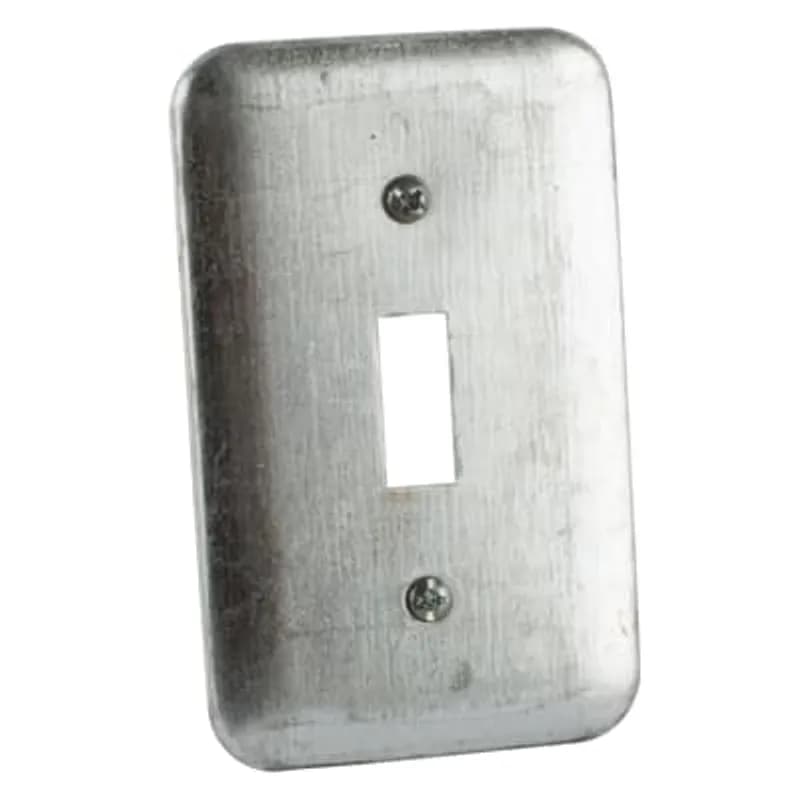 Single Gang Utility Box Cover, 4-1/8 Inch Long x 2-1/2 Inch Wide x 3/16 Inch Raised, Pre-Galvanized Steel, For One Toggle Switch