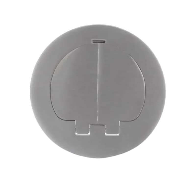Two Door Cover for Dual Service Round Floor Box, Stainless Steel, For use with Duplex Devices and Two Data Ports, Divider Kit Included