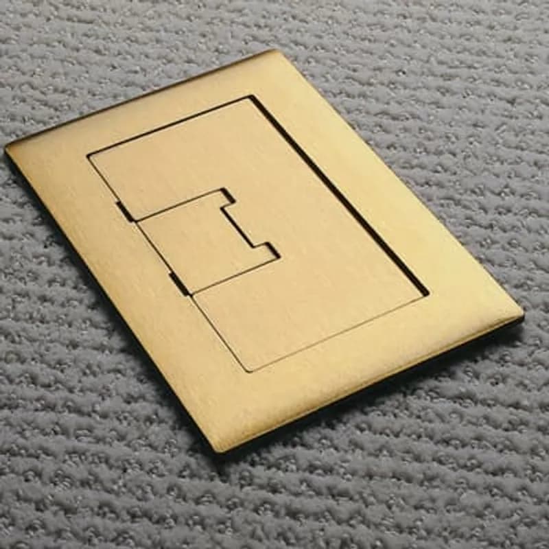 Single Gang Rectangular Floor Box Cover, Width 7.13 Inches x Length 5 Inches, Brass