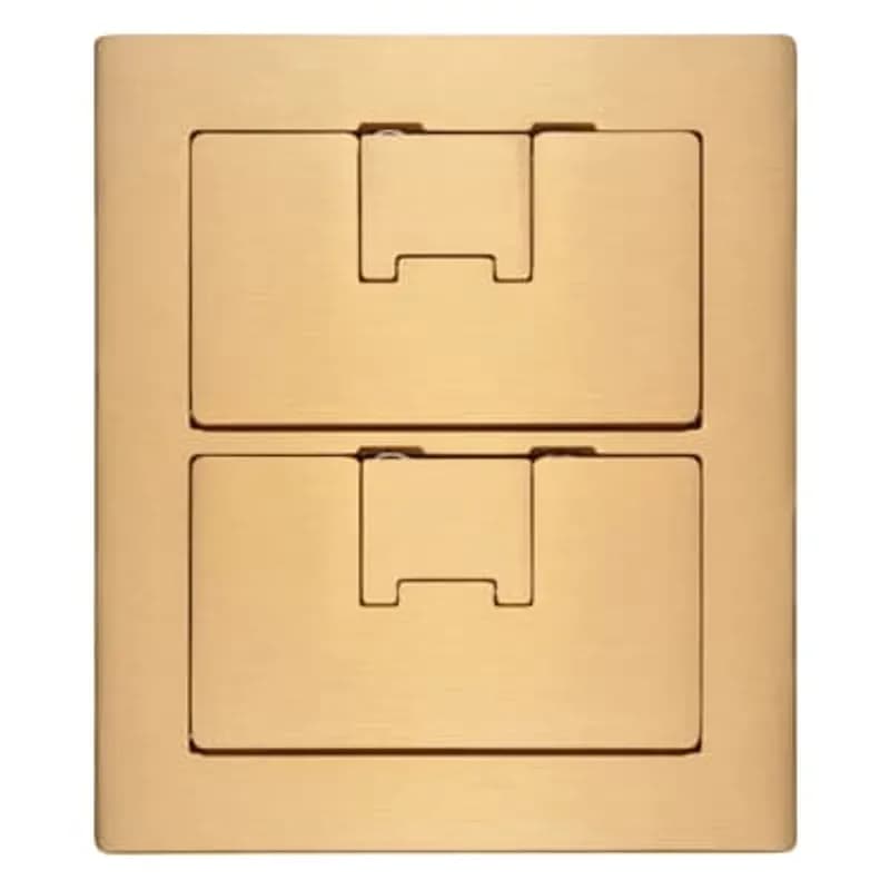 Two Gang Rectangular Floor Box Cover, Width 7.13 Inches x Length 8.25 Inches, Brass