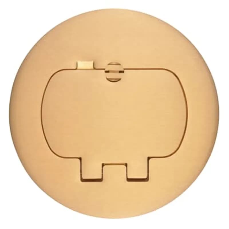 Two Door Cover for Round Floor Box, Brass, For use with Duplex Devices
