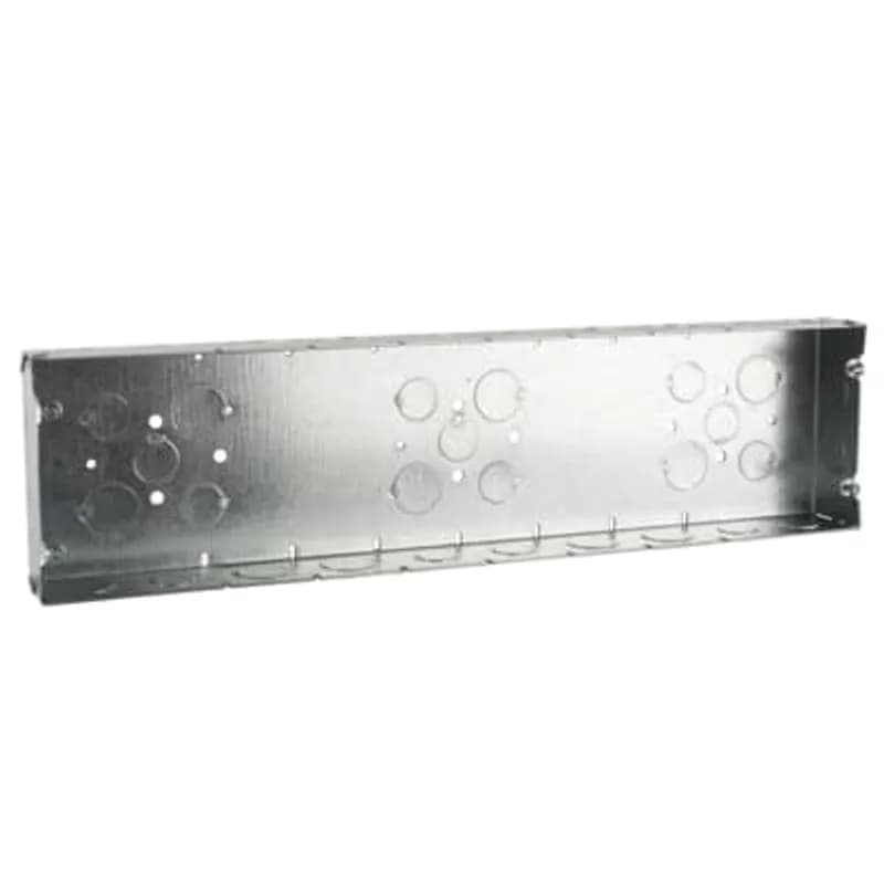 ABB - Installation Products 708-SPL - Eight Gang Box, 141.3 Cubic Inches, 4-9/16 Inches Long x 17-3/4 Inches Wide x 1-13/16 Inches Deep, 1/2 Inch and 3/4 Inch Knockouts, Galvanized Steel, Welded Construction, For use with Conduit