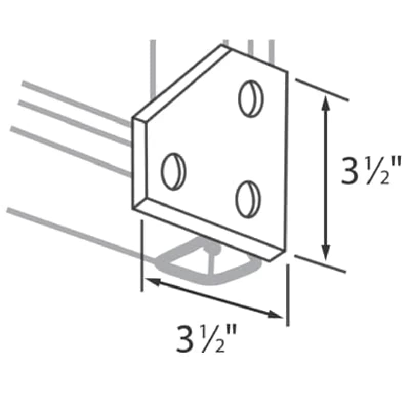 Three hole Steel Corner Plate with GoldGalv finish.