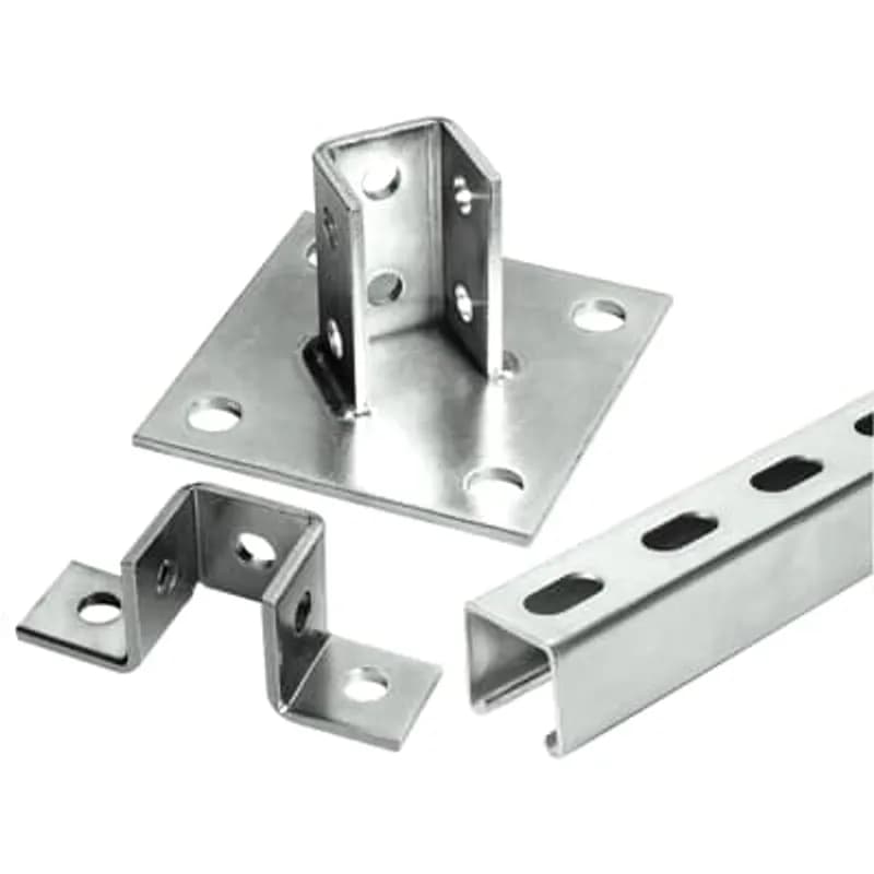 Fitting, Wing Shape, Length 5-7/16 Inches, Height 3-7/8 Inches, Channel Size 1-5/8 Inches X 1-21/32 Inches, Hole Diameter 9/16 Inch, Hot-Dip Galvanized Steel