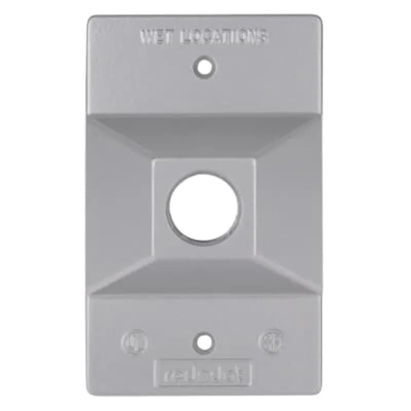 1/2 Inch 1-Hole Rectangular Lampholder Cover, Color Silver