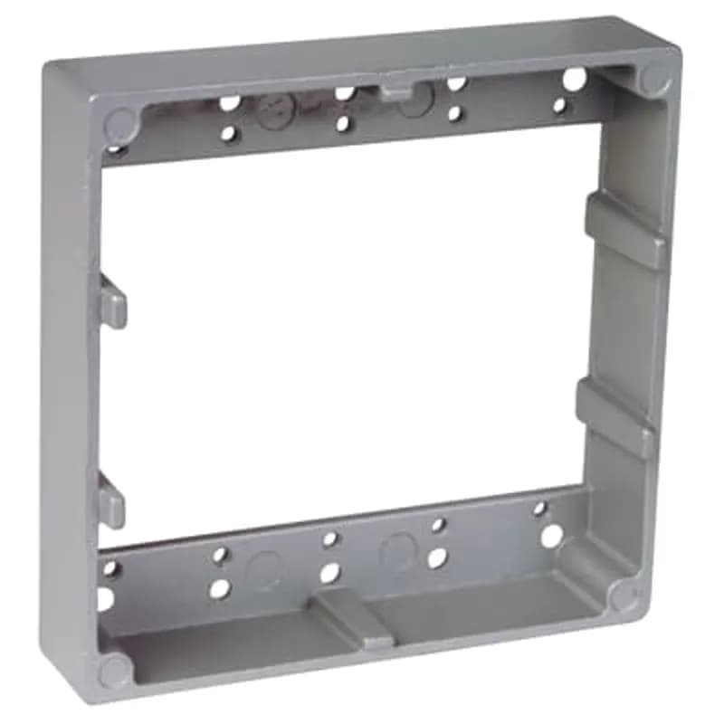 Two Gang Universal Box Extension Ring, Silver, Aluminum, Gaskets and Screws Included, Pack of 6
