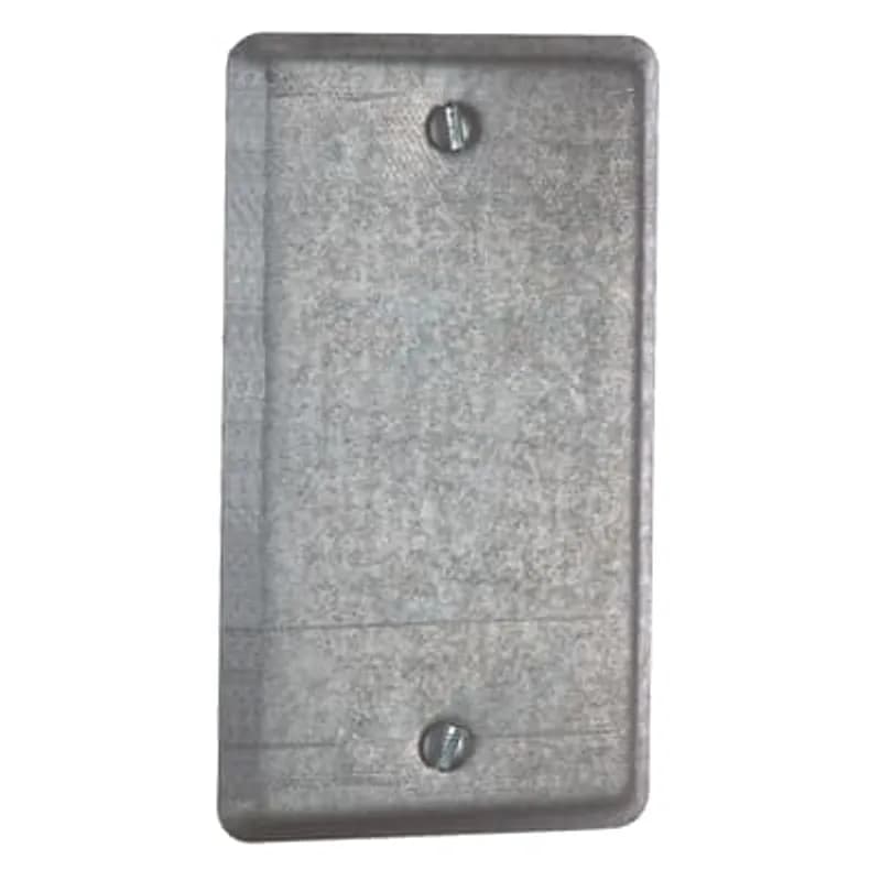 One Gang Utility Box Cover, 4 Inch Long x 2-1/8 Inch Wide x 1/4 Inch Raised, Pre-Galvanized Steel, Blank and without Bar Code