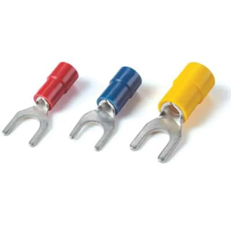 ABB - Installation Products KN14-14F-M - Nylon Insulated Fork Terminal, 16-14 AWG, 1/4 Inch Bolt Size, Maximum Electrical Rating of 105 Degrees Celsius, 600 Volts