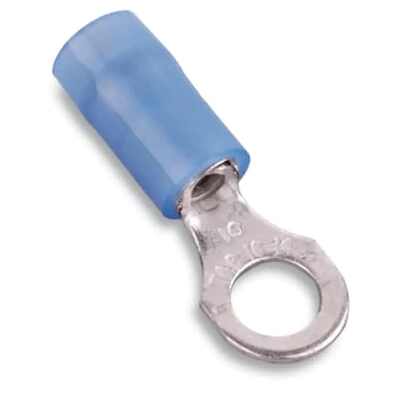 ABB - Installation Products KN14-6R-M - Insulated Nylon Ring Terminal for Wire Range 16-14 Stud Size #6, Blue