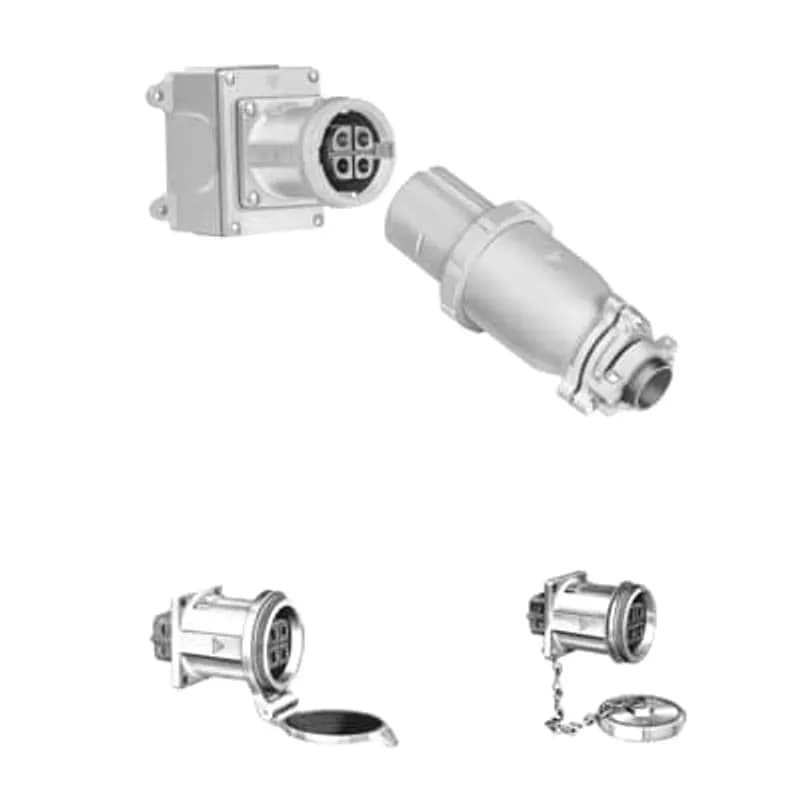 J-Line Panel Mount Receptacle Weathertight (Spring Hinged Flap Cover), 30 Amp, 3 Pole 4 , with 0.875 Inch Bushing I.D.