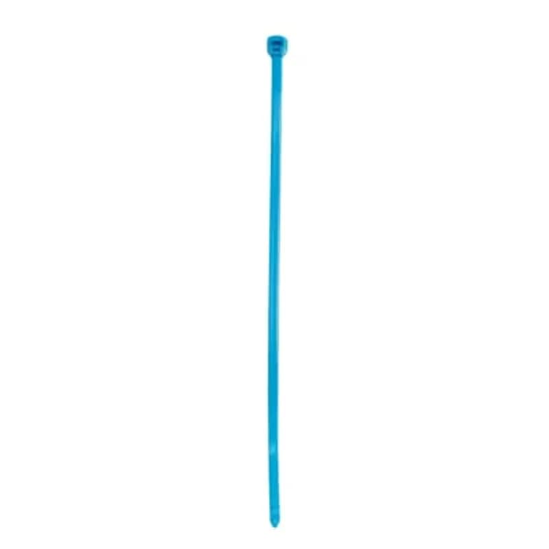 Miniature Cable Tie, Blue Polyamide (Nylon 6.6) for Temperatures up to 85 Degrees Celsius (185 F) for Indoor Applications, UL/EN/CSA62275 Type 2/21 Rated for AH-2 Plenum, Length of 104mm (4.1 Inches), Width of 2.5mm (0.1 Inches), Thickness of 0.9mm (0.035 Inches), Tensile Strength Rating of 80 Newtons (18 Pounds), 100 per Pack