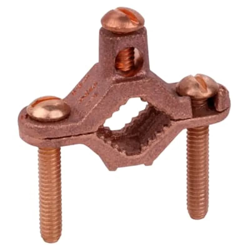 1/2 Inch -1 Inch Bronze Ground Clamp Wire Range: #10 - #2 Bare Copper Wire UL Listed For Direct Burial, 1 Piece Per Bag