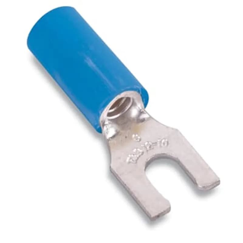 ABB - Installation Products KV14-8LF-M - Insulated Vinyl Locking Fork Terminal for Wire Range 16-14 Stud Size #8, Blue, Package of 1000