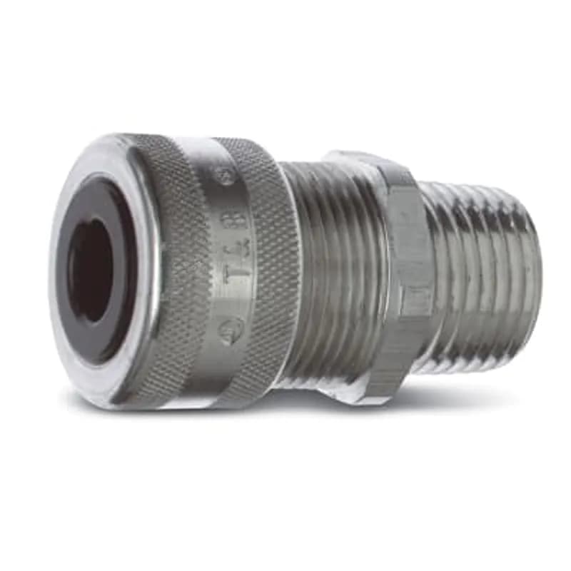 ABB - Installation Products 2922AL - Liquidtight Strain Relief Connector, 1/2 Inch, Straight, Cord Range 0.500 to 0.750 Inch, Throat Diameter 9/16 Inch, Aluminum Body, Glandnut, and Grip, Rubber Bushing