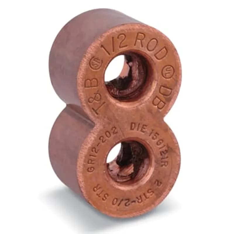 E-Z-Ground Figure 8 Copper Compression Ground Rod Tap Connector for Cable Range 2 AWG - 2/0 AWG, Ground Rod 5/8 Inch, 1-31/32 Inches