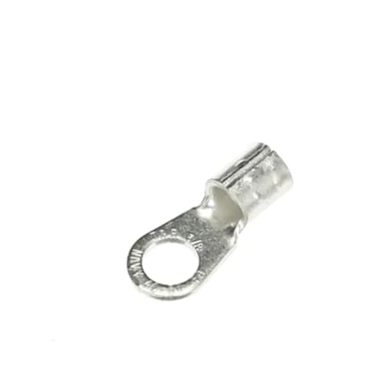 ABB - Installation Products F4-38 - Non-Insulated Large Brazed Seam Ring Terminal, Length 1.35 Inches, Width .60 Inches, Bolt Hole 3/8 Inch, Wire Range #4 AWG, Copper, Tin Plated, 20 Pack