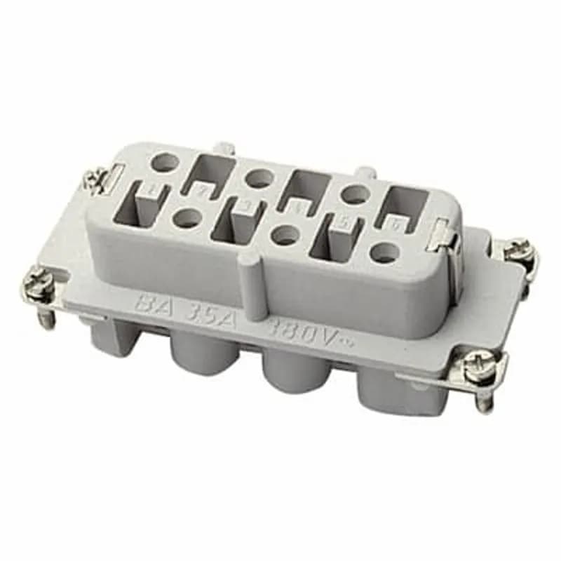 Female screw terminal insert. For use with C series, 6 contacts with ground.