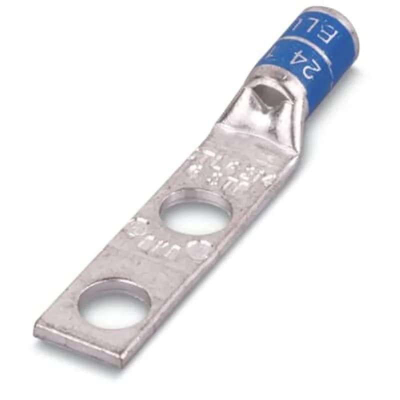ABB - Installation Products CTL2-2516 - Type CTL Copper Two-Hole Lug, Short Barrel, Max 35kV, Wire Size 2 Str or #3 Weld, 5/16 Inch Bolt Size, Tin Plated, Die Color Code Brown