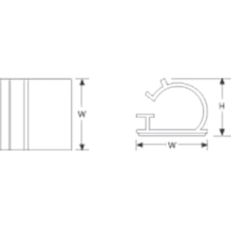 Cable Clip Gray PVC 3/4 Inch Square with Adhesive Mounting for Maximum Bundle 1/4 Inch