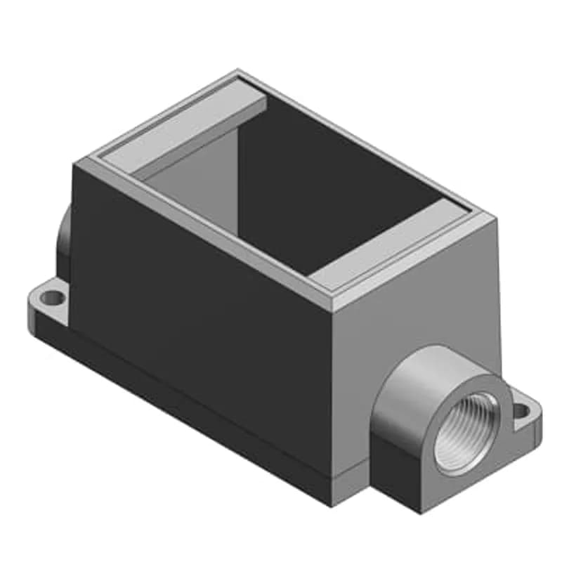 ABB - Installation Products FDC3-TB - 1 Inch Deep 1 Gang Cast Device Box, Gray Iron Zinc Plated, Thru-Feed, Suitable for Wet Locations When Used with Gasketed Covers