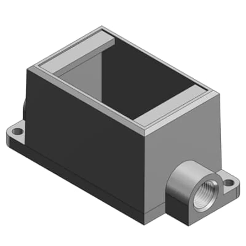 ABB - Installation Products FDC1-TB - 1/2 Inch Deep 1 Gang Cast Device Box, Gray Iron Zinc Plated, Thru-Feed, Suitable for Wet Locations When Used with Gasketed Covers