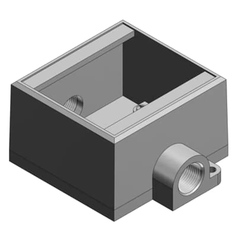 ABB - Installation Products FDC222-TB - 3/4 Inch Deep 2 Gang Cast Device Box, Gray Iron Zinc Plated, Thru-Feed, Suitable for Wet Locations When Used with Gasketed Covers