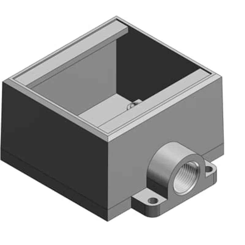 ABB - Installation Products FD22-TB - 3/4 Inch Deep 2 Gang Cast Device Box, Gray Iron Zinc Plated, Dead End, Suitable for Wet Locations When Used with Gasketed Covers