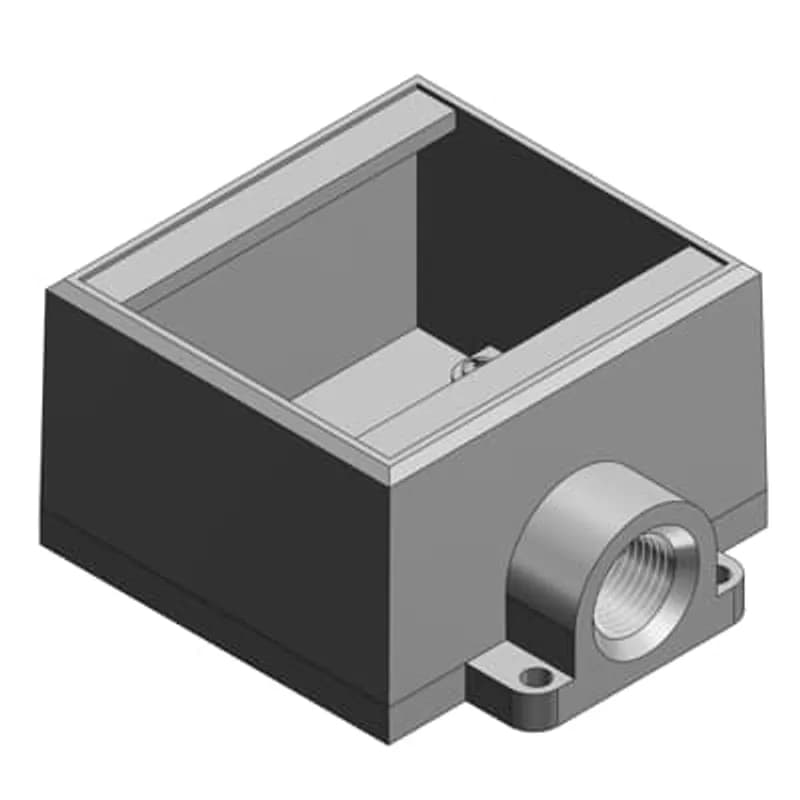 ABB - Installation Products FD32-TB - 1 Inch Deep 2 Gang Cast Device Box, Gray Iron Zinc Plated, Dead End, Suitable for Wet Locations When Used with Gasketed Covers