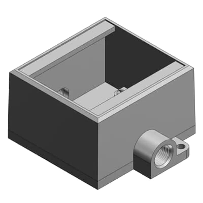 ABB - Installation Products FDC12-TB - 1/2 Inch Deep 2 Gang Cast Device Box, Gray Iron Zinc Plated, Thru-Feed, Suitable for Wet Locations When Used with Gasketed Covers