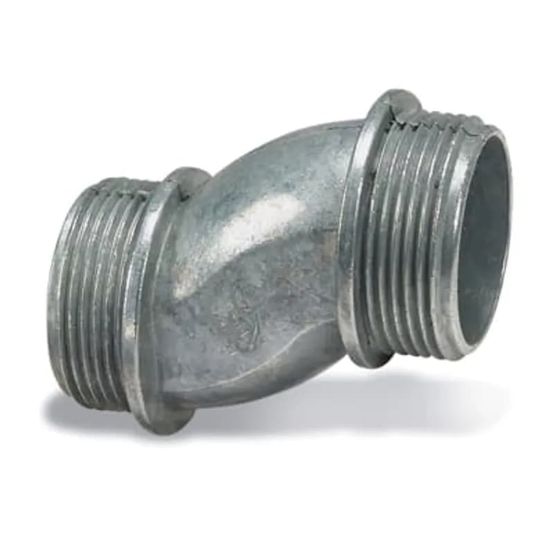 Nipples, 3/4 Inch Offset, Conduit Size 1-1/4 Inch, Length 2.85 Inches, Opening Diameter 1.85 Inch, Die Cast Zinc, Pack of 50