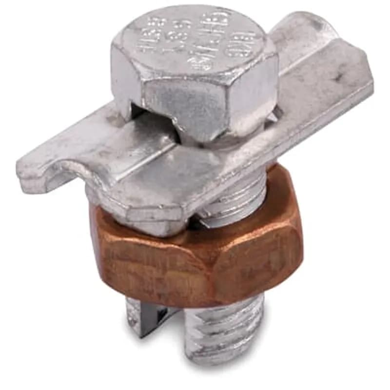 ABB - Installation Products 4HPW - Type HPW Plated Split-Bolt Connector with Spacer and Washer made of Copper Alloy for Use on Copper, Aluminum, ACSR Conductors. Conductor Range for Equal Main and Tap 4 Sol.-12 Sol.