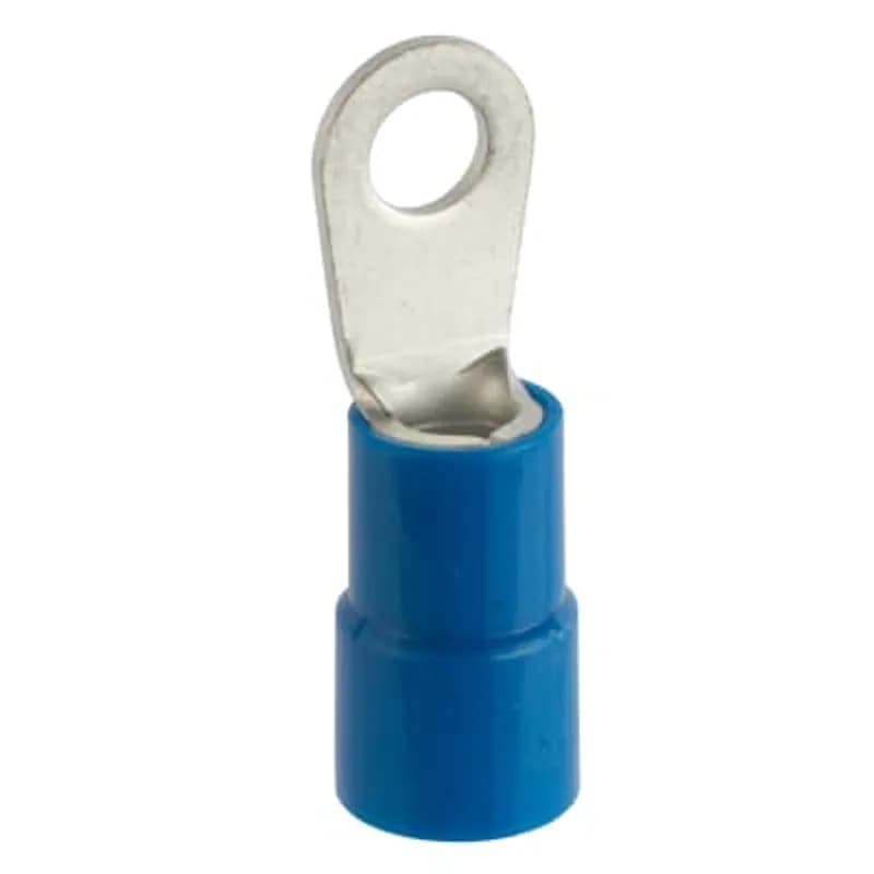 ABB - Installation Products KN6-14R-W - Insulated Nylon Ring Terminal for Wire Range 6 AWG Stud Size 1/4, Blue