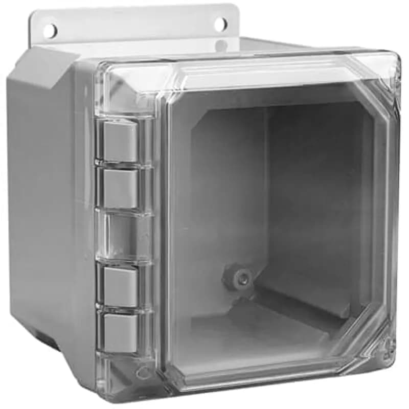 Circuit Safe Polycarbonate NEMA Enclosure Assembly with hidden-hinge clear cover, 6 Inches x 6 Inches x 5 Inches