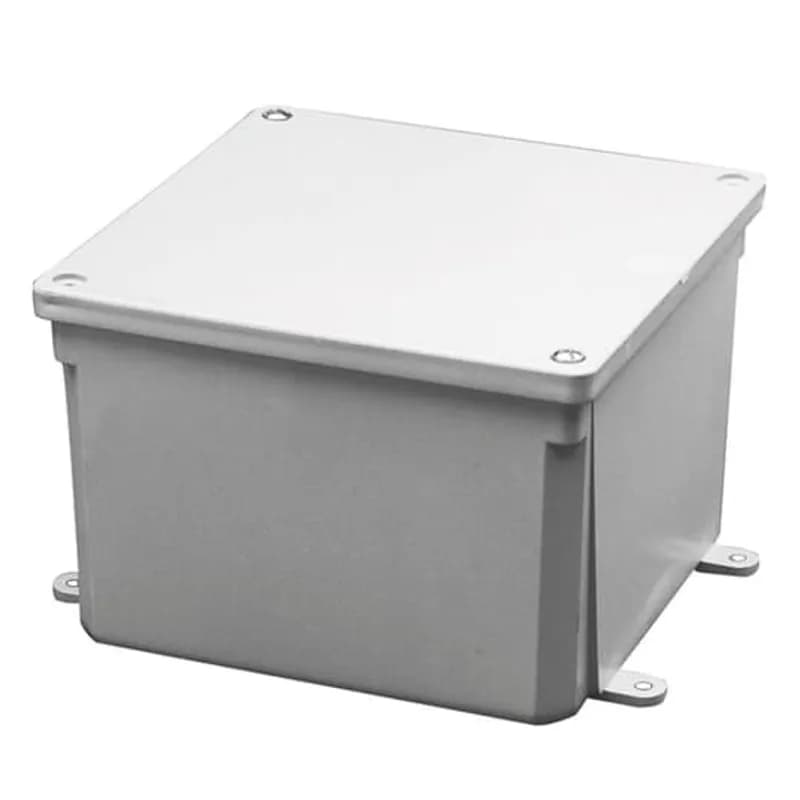 Molded Junction Box, Length 6 Inch x Width 6 Inch x Depth 4 Inch, Material Polycarbonate, Color Gray, Pack of 10