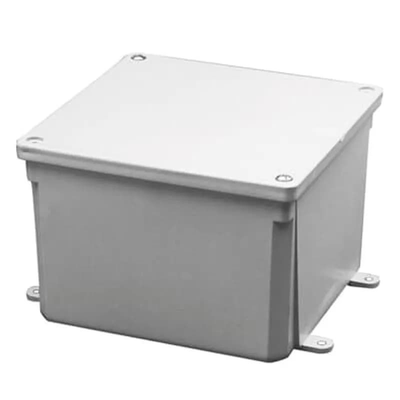 Molded non-metallic junction box with die-cut gasket, 5.68 Inches x 5.68 Inches x 4 Inches
