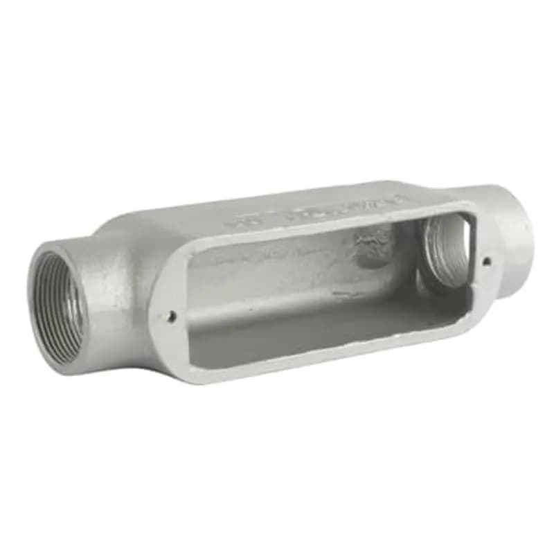 ABB - Installation Products C150M - Series 35 Thru-Feed, 1-1/2 Inch Conduit Body, Body Material Malleable Iron, Finish Zinc Plating with an Aluminum, Acrylic Coating for Use with Rigid/IMC Conduit