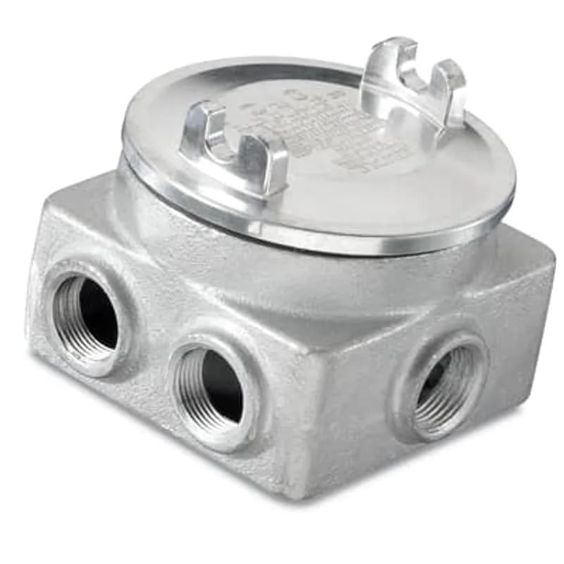 ABB - Installation Products GUP214-TB - 3/4 Inch Gup Explosion Proof Junction Box, Body Material and Finish Ductile Iron Electro Galvanized and Aluminum, Acrylic Paint, Cover Material Copper Free Cast Aluminum, O Ring Neoprene, 10 Hubs (NPT): 2 Top, 2 Bottom, 1 Each Side and 4 In The Back