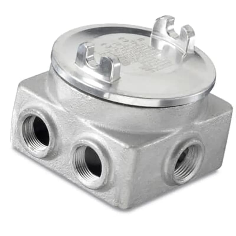 ABB - Installation Products GUP215-TB - 3/4 Inch Gup Explosion Proof Junction Box, Body Material and Finish Ductile Iron Electro Galvanized and Aluminum, Acrylic Paint, Cover Material Copper Free Cast Aluminum, O Ring Neoprene, 6 Hubs (NPT): 2 Top, 2 Bottom and 1 Each Side