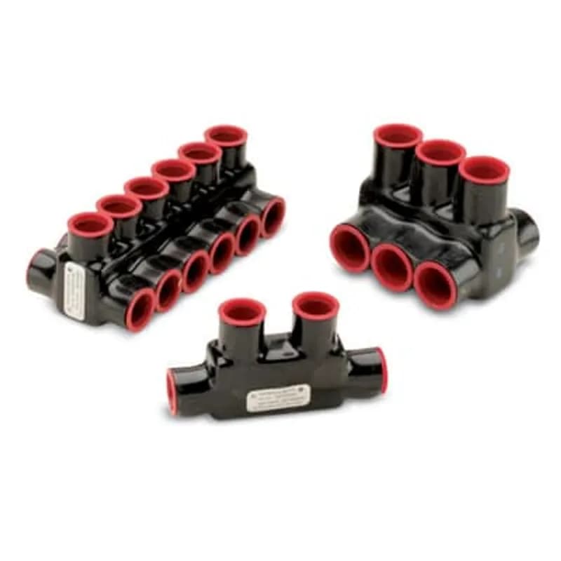 ABB - Installation Products AMTD4142 - AMT 2 Multi-Port Both Sides PVC Connector, Wire Range 4-14 Str, Ultraviolet Resistant, Length 1.15 Inches, Width 1.50 Inches, Height 1.25 Inches, Slotted Screw, Black Insulation