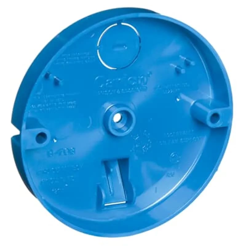 ABB - Installation Products B708-SHK - Round Ceiling Box, Volume 8 Cubic Inches, Diameter 4 Inches, Depth 1/2 Inches, Color Blue, Material Non-Metallic