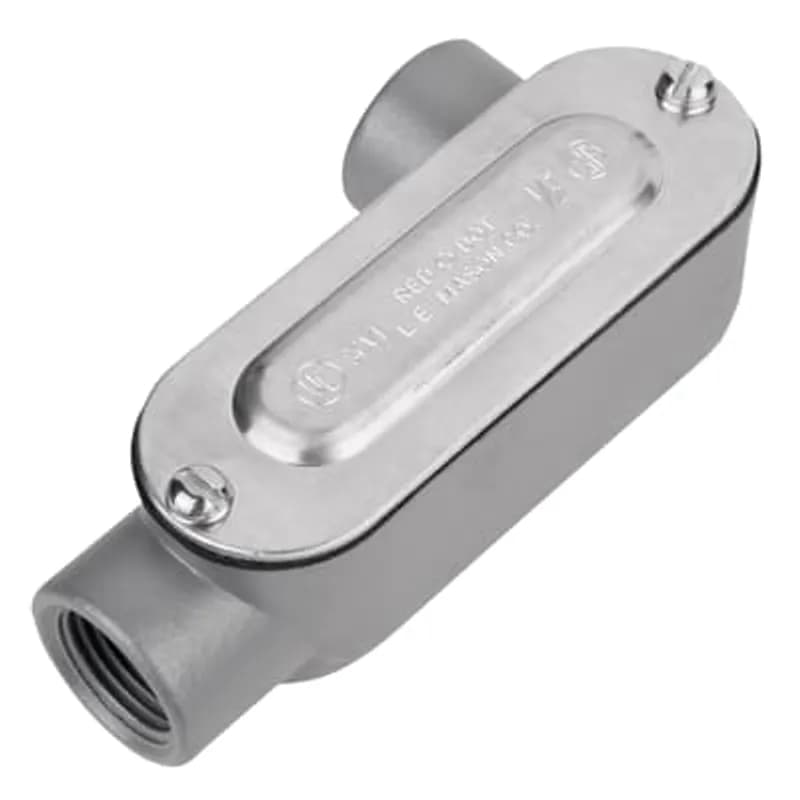 ABB - Installation Products DALR-4-CG - 1-1/4 inch Threaded D-Pak Die Cast Aluminum Conduit Body-Right Side Opening, Cover & Gasket. For use with Rigid/IMC Conduit.