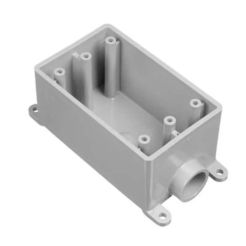 ABB - Installation Products E980FFN - Single Gang FS Box, Volume 18 Cubic Inches, Length 4.54 Inches, Width 2.80 Inches, Depth 2.30 Inches, Conduit Size 1 Inch, Material PVC, Color Gray